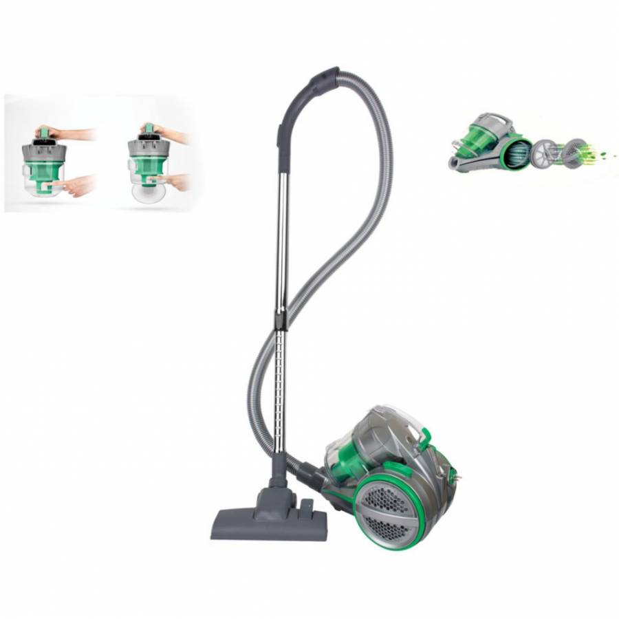 Aspirator Fara Sac, Putere 1400 W, Filtru Hepa, Accesoriu Pentru Spatii Inguste, Tub Telescopic, Vas Colectare 2l, 79 Db, Verde