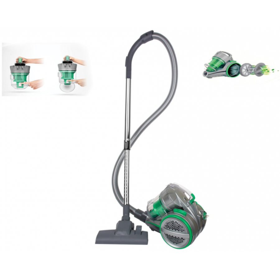 Aspirator Fara Sac Z , Tub Telescopic, Usor De Golit, Putere 1400w, Filtru Hepa, Accesoriu Spatii Inguste, Roti Cu Banda De Cauciuc, Verde