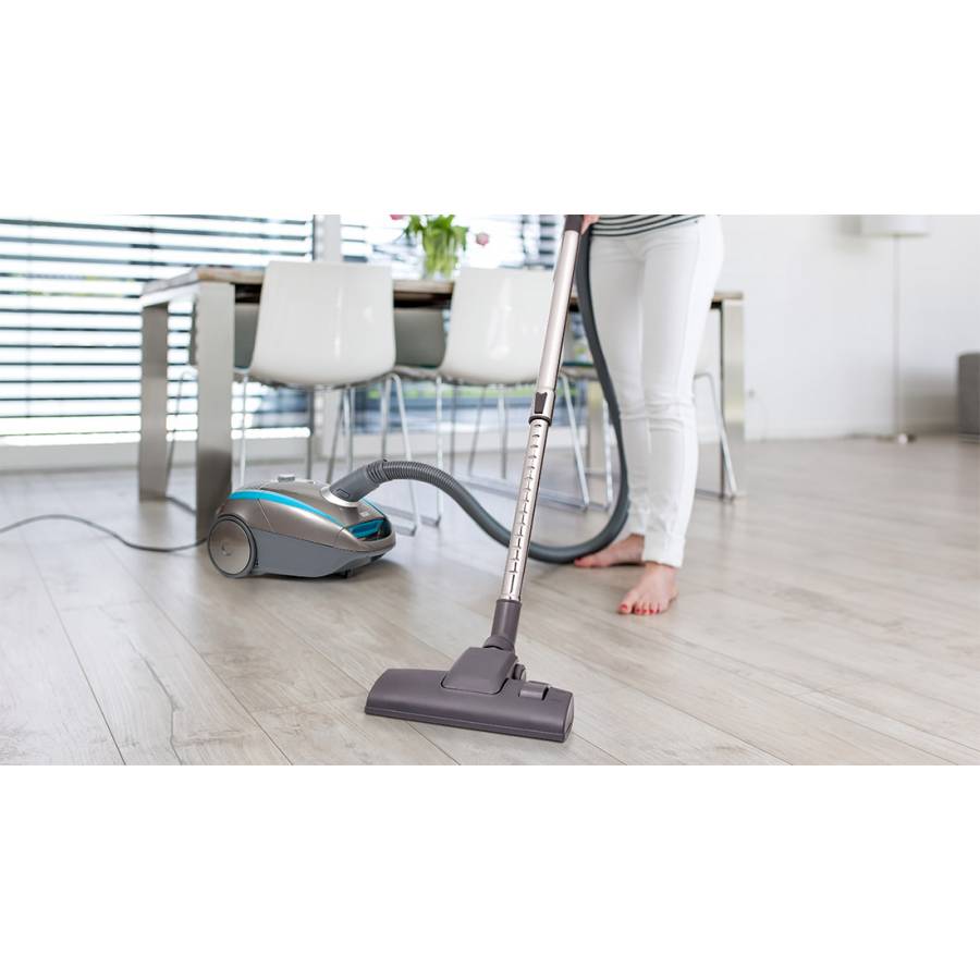 Aspirator Modern Cu Sac, Fitru Hepa H13, 750w, Distanta Operare 8m, 79 Db, Pivotare 360 Grade, Reglare Putere, Tub Telescopic, Argintiu