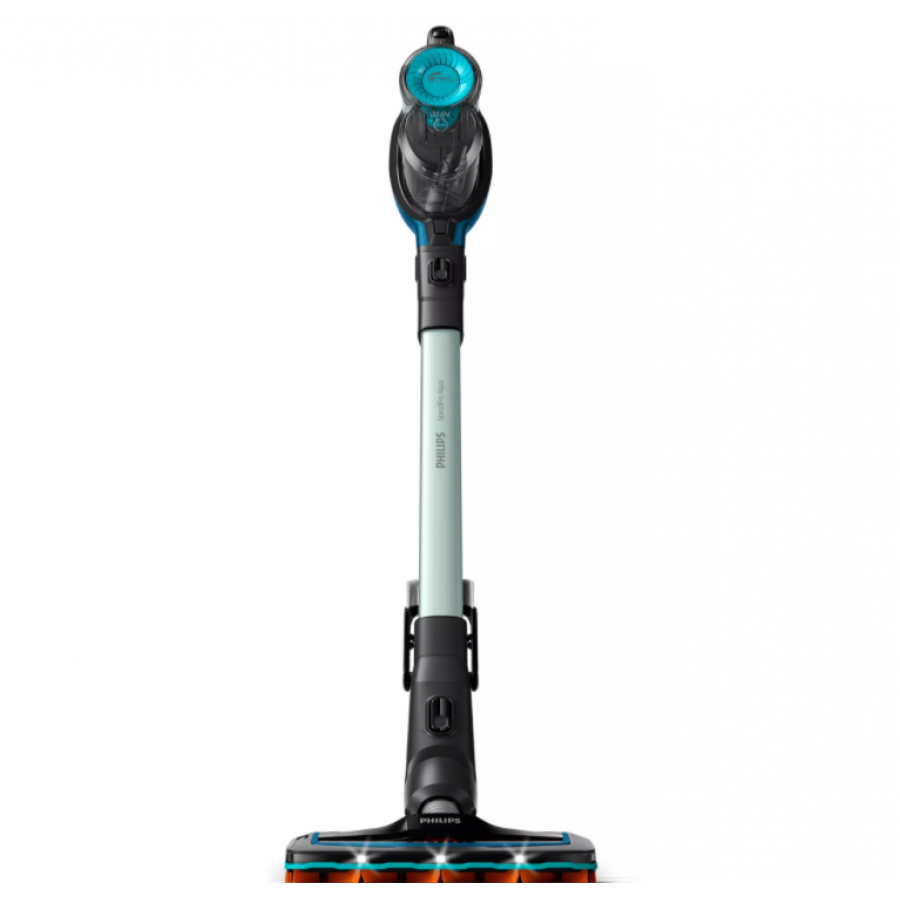 Aspirator Philips 3 In 1 Vertical Fara Fir Cu Tehnologie Speedpro , Cap De Aspirare 180°, Functie Mop, Led-uri Incluse, Flux Aer La 800  L/min, Autonomie 50 Min, Negru/albastru