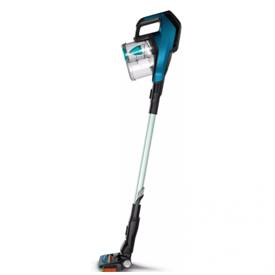 Aspirator Philips 3 In 1 Vertical Fara Fir Cu Tehnologie Speedpro , Cap De Aspirare 180°, Functie Mop, Led-uri Incluse, Flux Aer La 800  L/min, Autonomie 50 Min, Negru/albastru