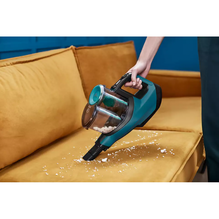 Aspirator Philips 3 In 1 Vertical Fara Fir Cu Tehnologie Speedpro , Cap De Aspirare 180°, Functie Mop, Led-uri Incluse, Flux Aer La 800  L/min, Autonomie 50 Min, Negru/albastru