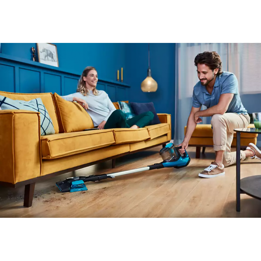 Aspirator Philips 3 In 1 Vertical Fara Fir Cu Tehnologie Speedpro , Cap De Aspirare 180°, Functie Mop, Led-uri Incluse, Flux Aer La 800  L/min, Autonomie 50 Min, Negru/albastru