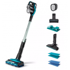 Aspirator Philips 3 In 1 Vertical Speedpro Aqua, Utilizare Fara Fir, Cap De Aspirare La 360°, Cap De Aspirare Turbopet, Mod Mop, Nivel De Zgomot 84  Db, Tensiune Baterie 25,2 V, Negru/albastru