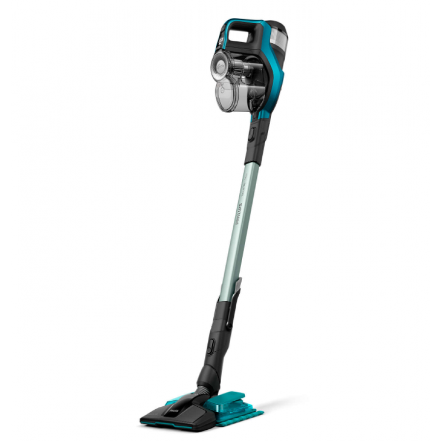 Aspirator Philips 3 In 1 Vertical Speedpro Aqua, Utilizare Fara Fir, Cap De Aspirare La 360°, Cap De Aspirare Turbopet, Mod Mop, Nivel De Zgomot 84  Db, Tensiune Baterie 25,2 V, Negru/albastru