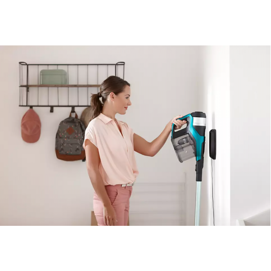 Aspirator Philips 3 In 1 Vertical Speedpro Aqua, Utilizare Fara Fir, Cap De Aspirare La 360°, Cap De Aspirare Turbopet, Mod Mop, Nivel De Zgomot 84  Db, Tensiune Baterie 25,2 V, Negru/albastru