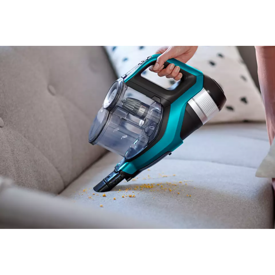 Aspirator Philips 3 In 1 Vertical Speedpro Aqua, Utilizare Fara Fir, Cap De Aspirare La 360°, Cap De Aspirare Turbopet, Mod Mop, Nivel De Zgomot 84  Db, Tensiune Baterie 25,2 V, Negru/albastru