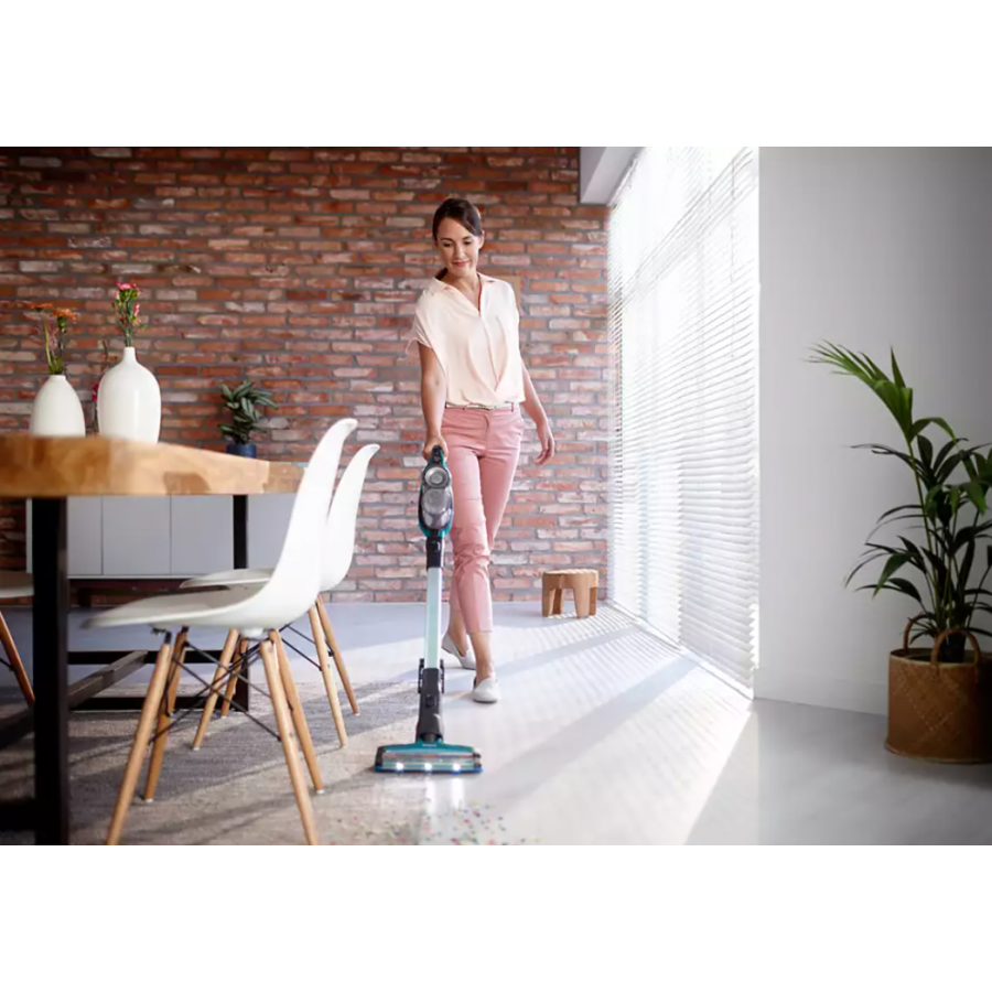 Aspirator Philips 3 In 1 Vertical Speedpro Aqua, Utilizare Fara Fir, Cap De Aspirare La 360°, Cap De Aspirare Turbopet, Mod Mop, Nivel De Zgomot 84  Db, Tensiune Baterie 25,2 V, Negru/albastru