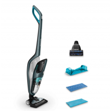 Aspirator Philips Powerpro Aqua Reincarcabil Fara Fir, 3 In 1, Mini Perie Turbo, 25,2 V, Nivel De Zgomot 83 Db, Capacitate Praf 0,6 L, Culoare Negru/albastru