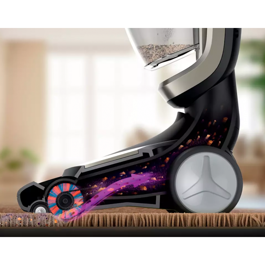 Aspirator Philips Powerpro Aqua Reincarcabil Fara Fir, 3 In 1, Mini Perie Turbo, 25,2 V, Nivel De Zgomot 83 Db, Capacitate Praf 0,6 L, Culoare Negru/albastru