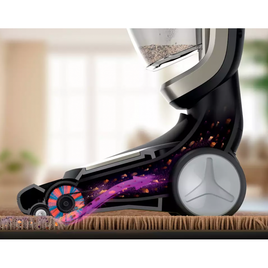 Aspirator Philips Vertical Powerpro Aqua Vertical, Reincarcabil, Fara Fir, 3 In 1, Mini Perie Turbo, 0.6 L, Aspirare Triactive, Acumulator Li-ion, Autonomie 60 M, Albastru