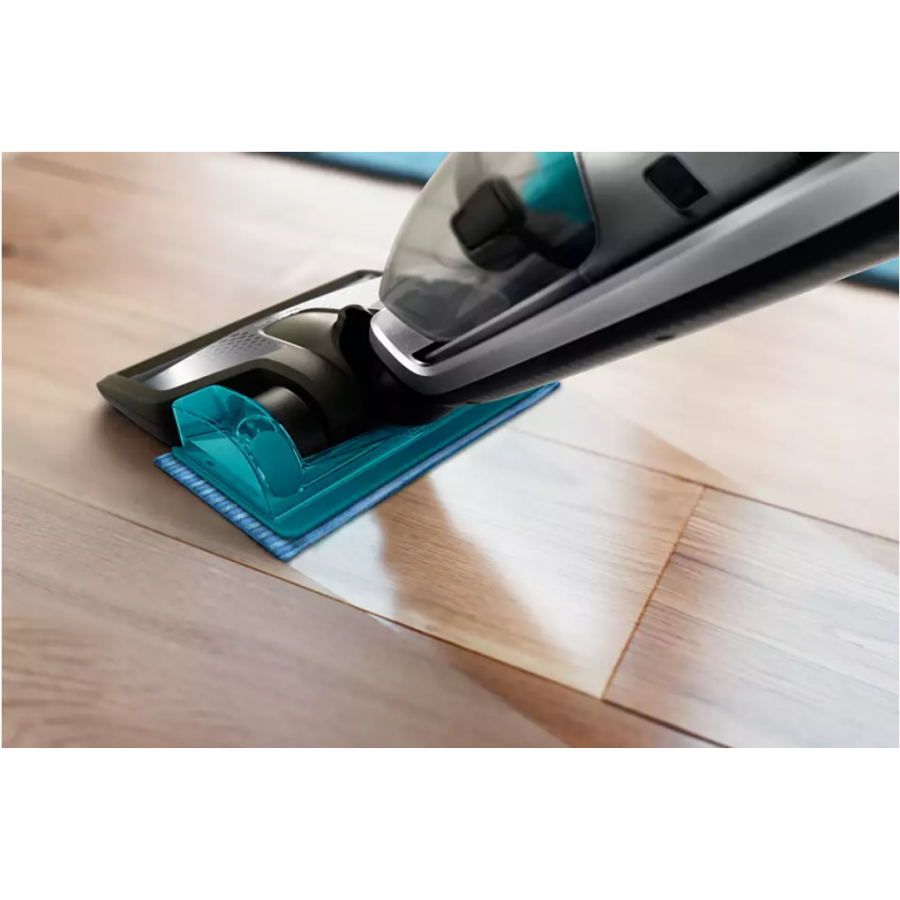 Aspirator Philips Vertical Powerpro Aqua Vertical, Reincarcabil, Fara Fir, 3 In 1, Mini Perie Turbo, 0.6 L, Aspirare Triactive, Acumulator Li-ion, Autonomie 60 M, Albastru