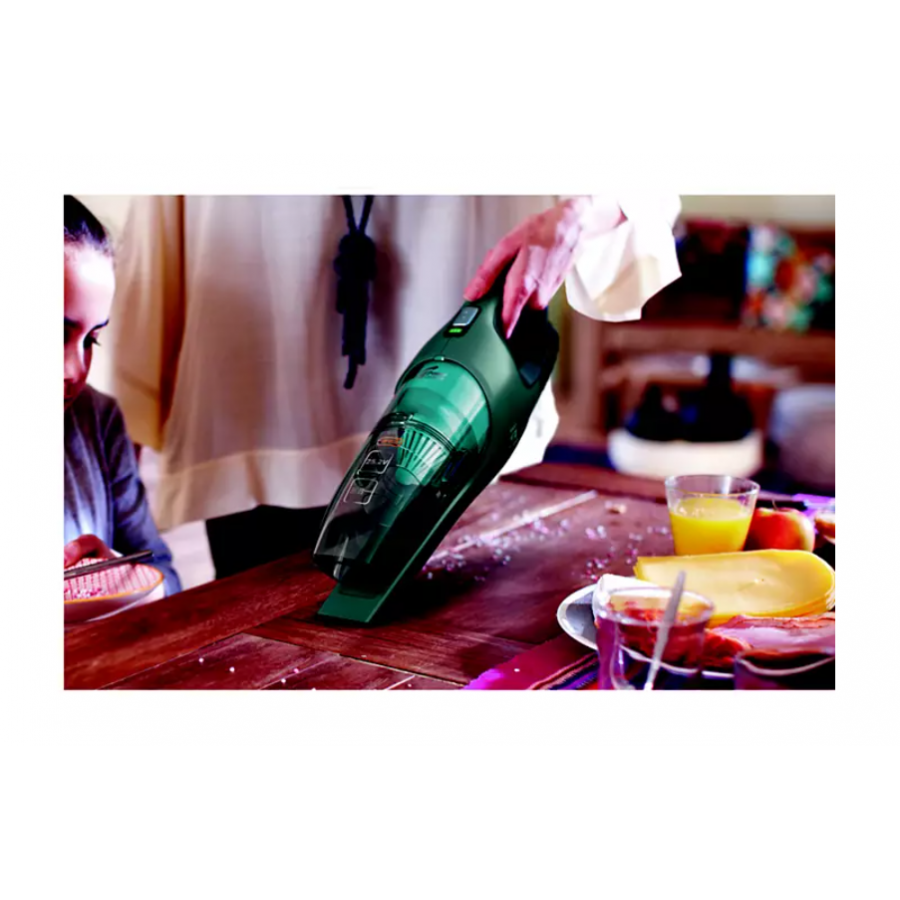 Aspirator Philips Vertical Powerpro Aqua Vertical, Reincarcabil, Fara Fir, 3 In 1, Mini Perie Turbo, 0.6 L, Aspirare Triactive, Acumulator Li-ion, Autonomie 60 M, Albastru