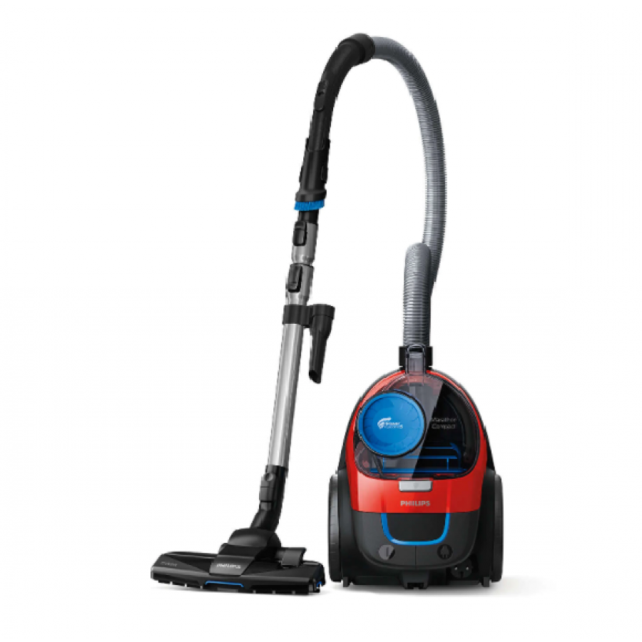 Aspirator Profesional Philips Fara Sac Cu Filtru Allergy H13 , Putere 900 W, Tehnologie Powercyclone 5, Flux De Aer 27.8 L/s, Nivel De Zgomot 75 Db, Tub Telescopic Metalic, Rosu