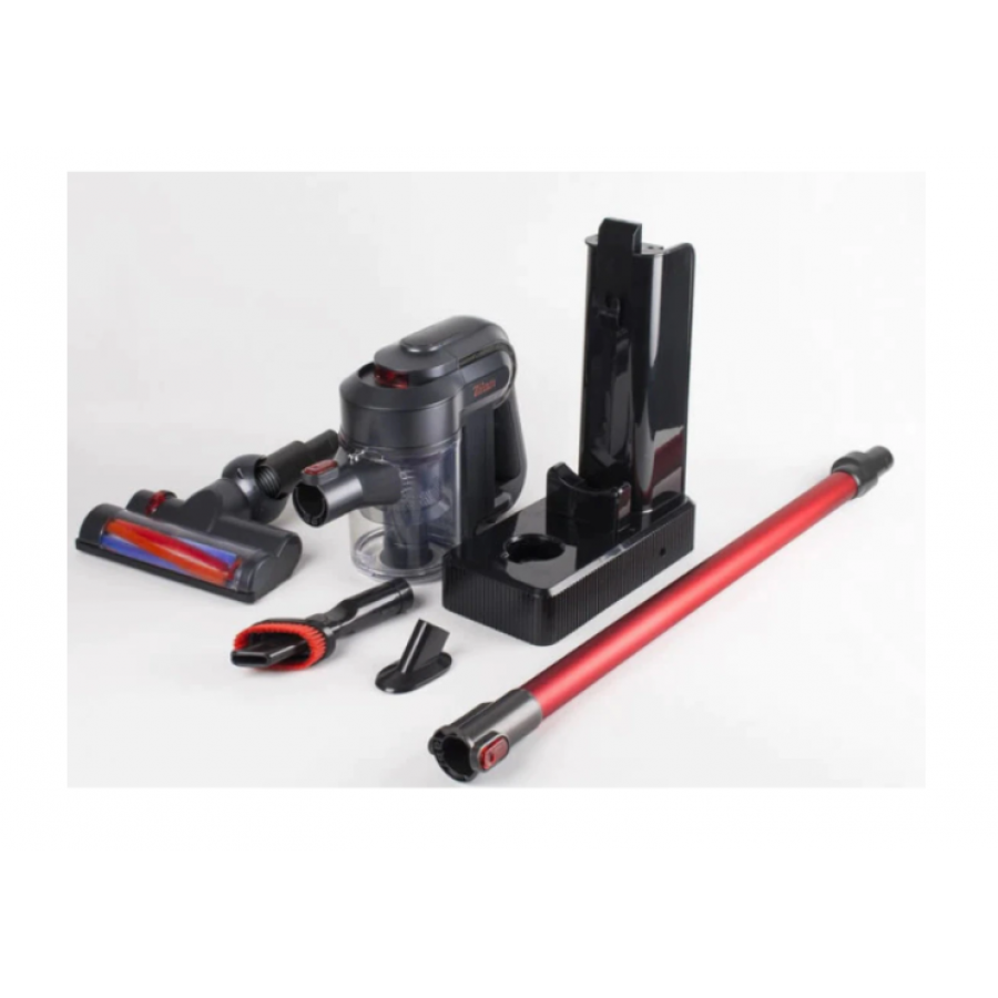 Aspirator Vertical, 140 W, Autonomie 24 Min, Control Pe Maner, Hepa, 0.5 L, Acumulator Reincarcabil, Fara Sac, Culoare Negru/rosu