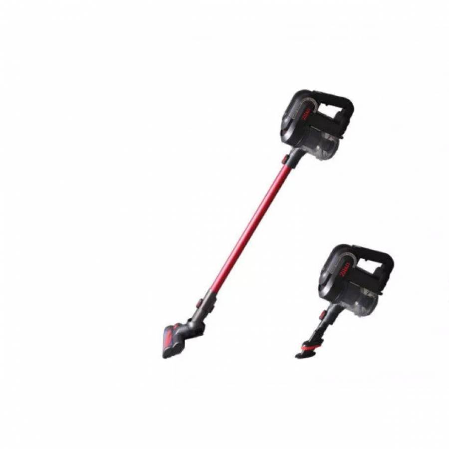 Aspirator Vertical Portabil Cu Filtru Hepa, Functionare 24 Min, Fara Sac, Control Pe Maner, Reincarcabil, Filtrare Ciclonica, Ergonomic, Negru/rosu