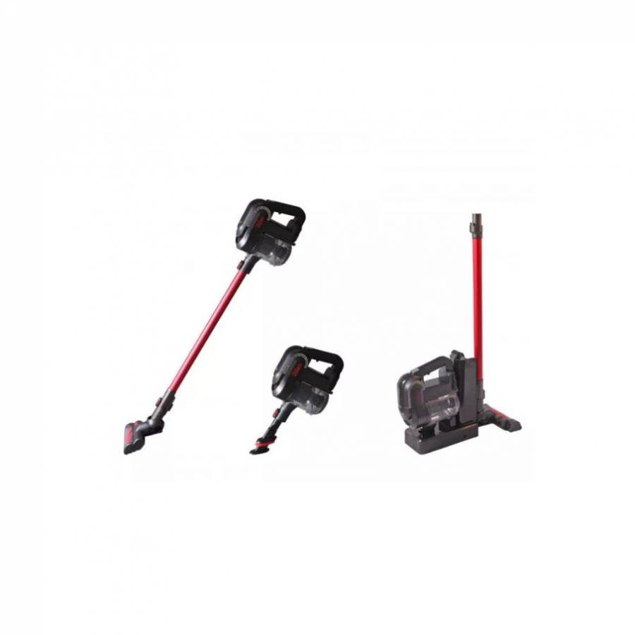 Aspirator Vertical Portabil Cu Filtru Hepa, Functionare 24 Min, Fara Sac, Control Pe Maner, Reincarcabil, Filtrare Ciclonica, Ergonomic, Negru/rosu