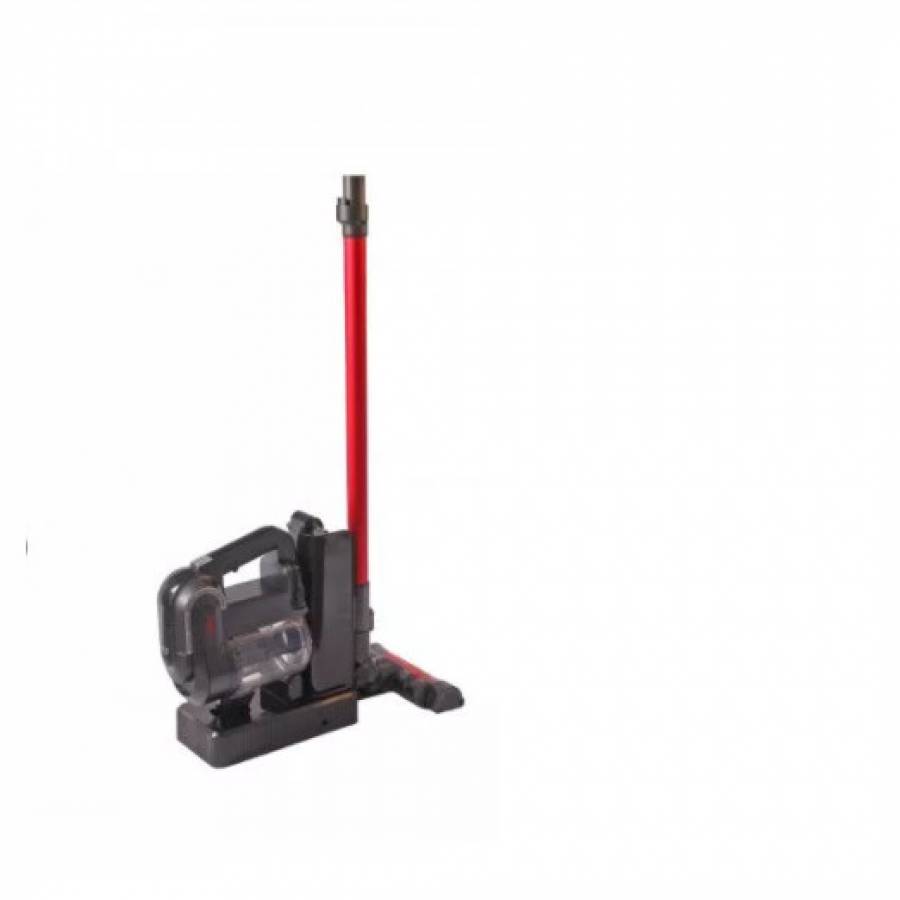 Aspirator Vertical Portabil Cu Filtru Hepa, Functionare 24 Min, Fara Sac, Control Pe Maner, Reincarcabil, Filtrare Ciclonica, Ergonomic, Negru/rosu