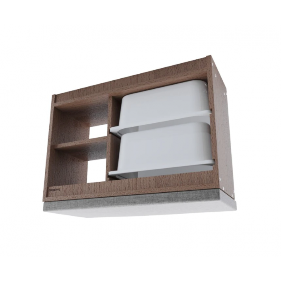 Bancheta Klausstech Din Lemn Cu 2 Rafturi, 2 Sertare Din Plastic Incluse, Dimensiuni 43 X 25 X 66.50 Cm, Curatare Usoara, Culoare Maro/gri