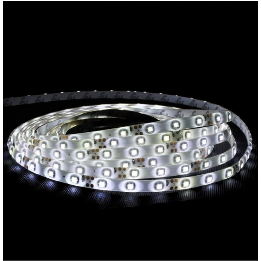 Banda Led Klausstech Cu Lumina Alba Rece Cu Lungime De 5 M, Protectie Ip20, Material Flexibil, Utilizare Interior/exterior, Montare Usoara, Alb