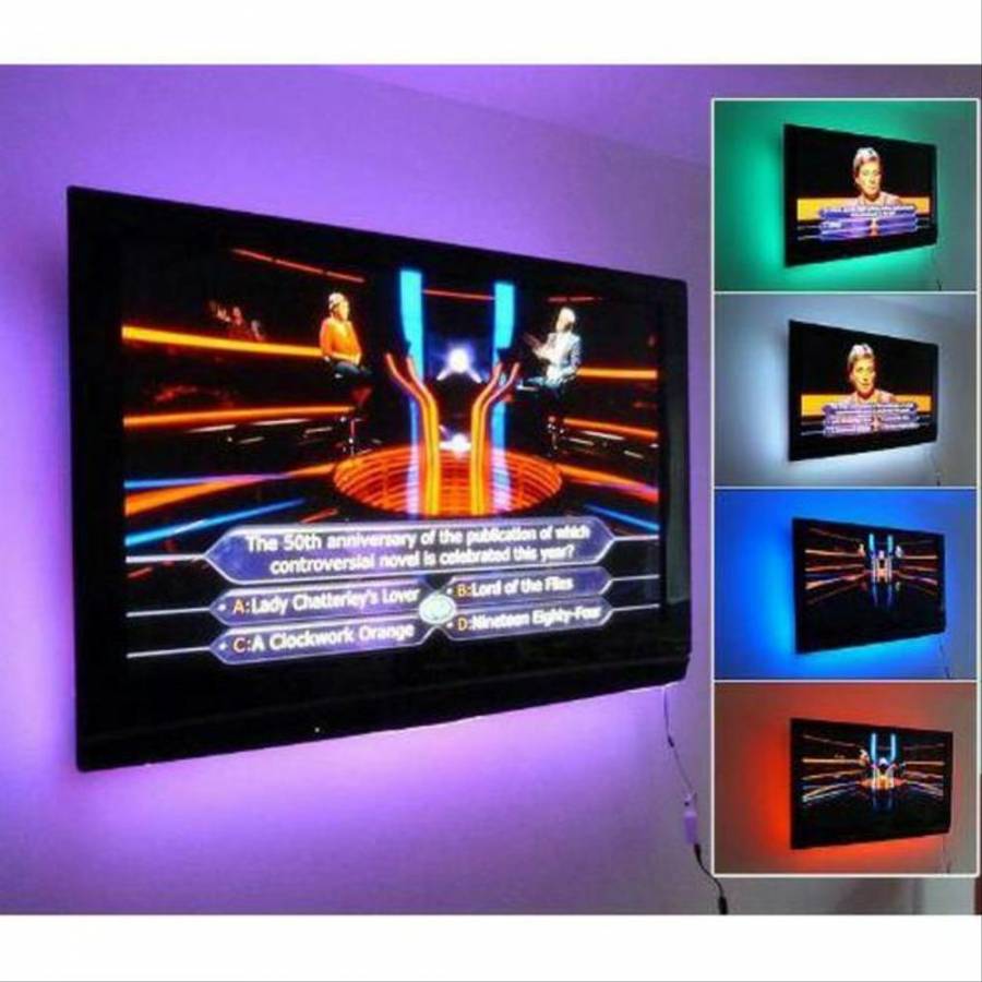 Banda Rgb Led Multilight Profesionala Pentru Televizor Klausstech, Material Flexibil, Control Prin Telecomanda, Iluminare Ambientala, Moderna, Alb