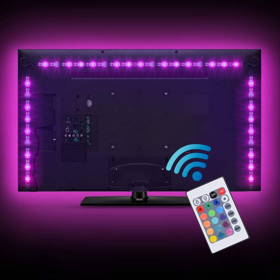 Banda Rgb Led Multilight Profesionala Pentru Televizor Klausstech, Material Flexibil, Control Prin Telecomanda, Iluminare Ambientala, Moderna, Alb