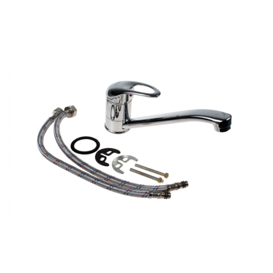 Baterie Klausstech De Bucatarie, Inox, Teava Lunga, Cartus Ceramic 40mm, Monocomanda, Cromata, Argintiu