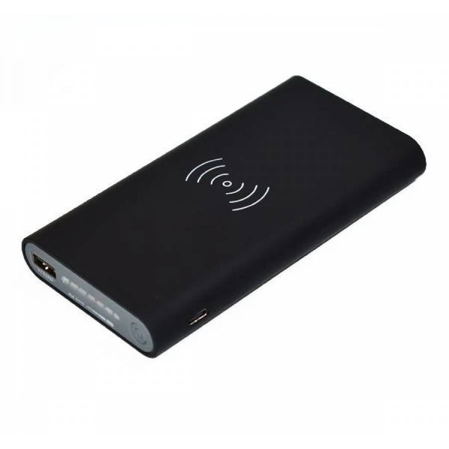 Baterie Externa 10.000 Mah Klausstech , Cu Functie De Incarcare Wireless 5v-1a Si Usb 5v-2,1a, Negru