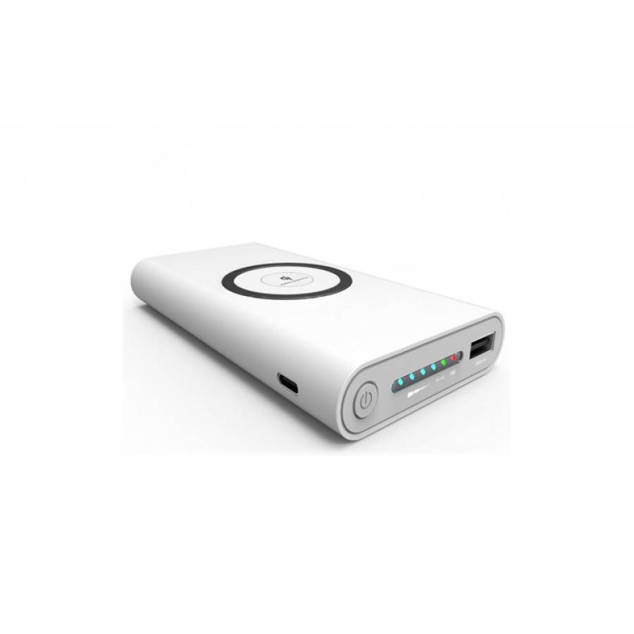 Baterie Externa 10.000 Mah , Qi- Compatibile , Cu Functie De Incarcare Wireless 5v-1a Si Usb 5v-2,1a