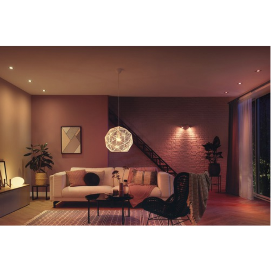 Bec Inteligent Led E27, Intrerupator Variator Inclus, Philips, Ambianta Alba, 2200k-6500k, Tensiune 220v-240v,  8.5 W, Bluetooth Si Zigbee, Alb