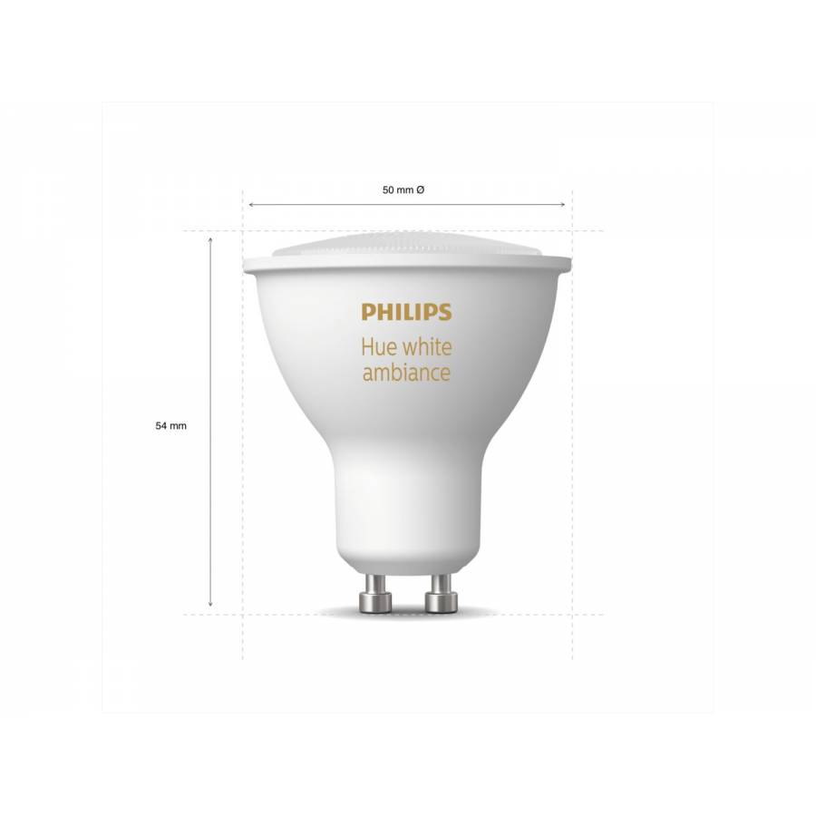 Bec Led Gu10 Inteligent Philips, Bluetooth, Iluminare Cu Lumina Alba, Diametru 50 Mm, 15000 Ore, 350 Lm, Putere 5 W, Zigbee Light, Culoare Alb