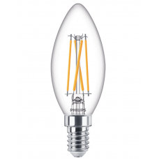 Bec Led Philips 4,5 W – 40 W, Lumina Calda, Lumanare, Reglare Intensitate Luminoasa, E14, 470 Lm, 2200 - 2700 K, 15000 H, 230v, Transparent