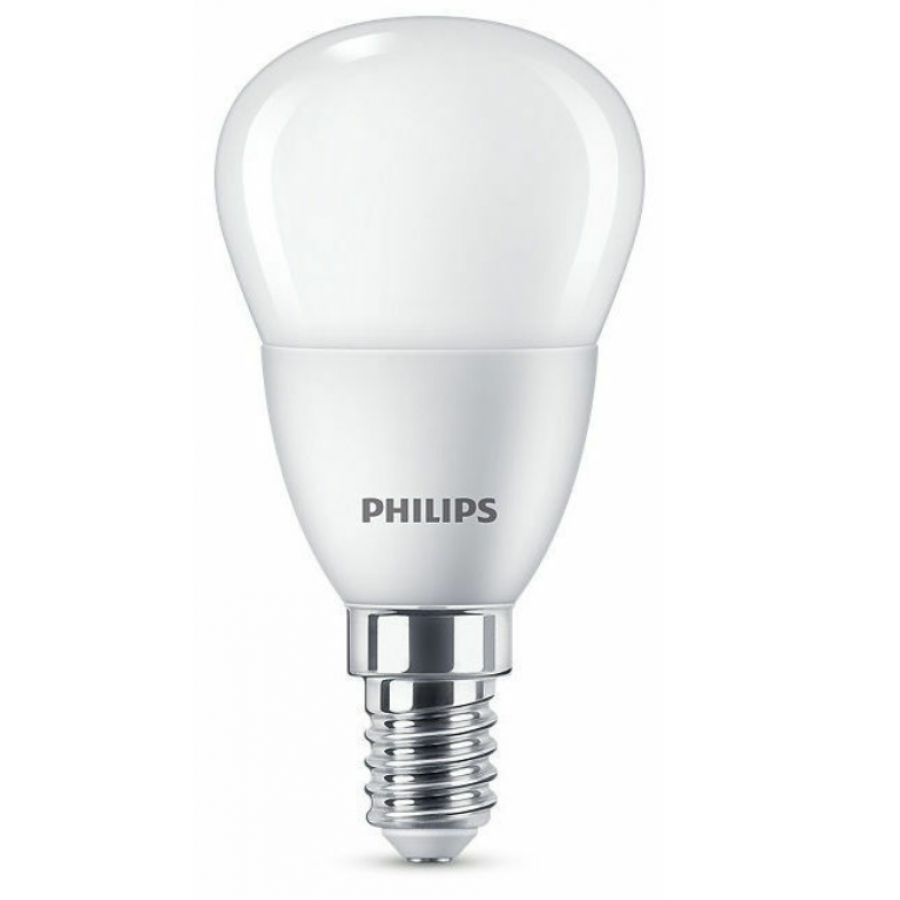 Bec Led Philips Alb Rece, Tip Soclu E14, Putere 6.5 W (48w), Flux 680 Lm, 15000 Ore, 4500 K, Forma Lustra, Compact, Culoare Alb