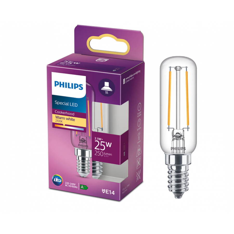 Bec Led Philips Cu Design De Lumanare, Soclu E14, Putere 2.1w (25w), Iluminare Alb Cald, 250 Lm, Temperatura 2700 K, 15000 H, 220 V, Transparent