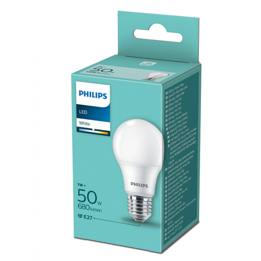 Bec Led Profesional Philips, Putere 7w (50w), Lumina Alba, Soclu E27, Durata Viata 10000 Ore, A+, 680 Lm, 220 - 240 V, Temperatura 3000 K, Alb