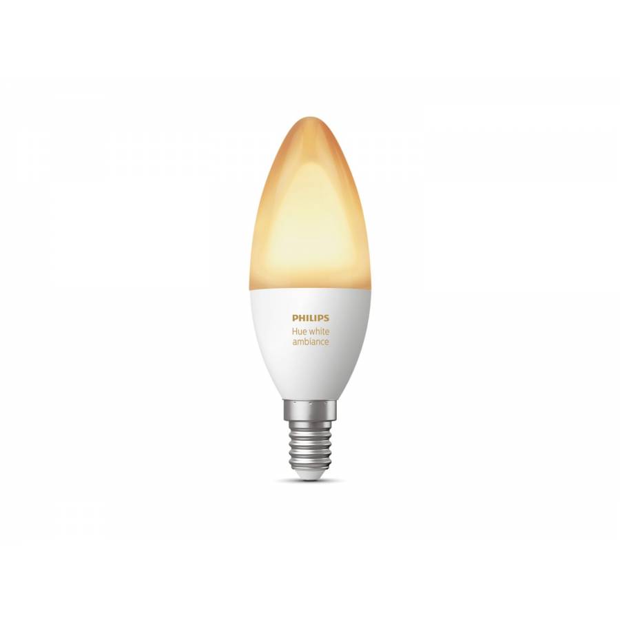 Bec Philips Inteligent Led Cu Soclu E14, 2200k-6500k, 220v-240v, 25000 Ore, 470 Lm, Putere 6 W, Zigbee, Amazon Alexa, Compatibli Aplicatie Hue, Alb