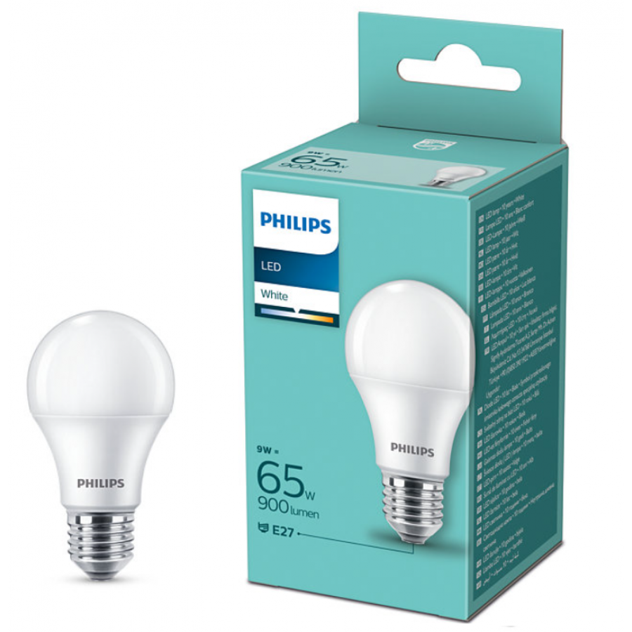 Bec Profesional Led Philips, Putere 9w (65w), Lumina Puternica Alba Cald, Soclu E27, Autonomie 10000 H, 900 Lm, 3000 K, A+, Culoare Alb