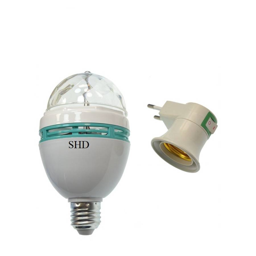 Bec Rotativ Multicolor Cu Proiectie De Lumini Disco Cu Stecher Si Intrerupator