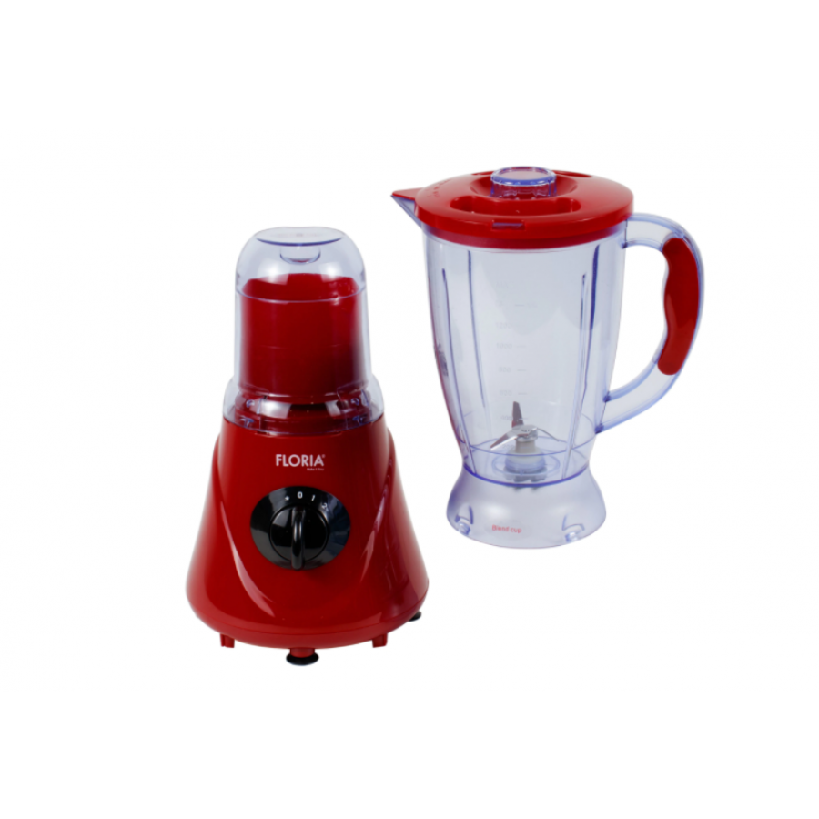Blender Cu Rasnita, Putere 300w, 2 Viteze, Capacitate 1.6l, Lame Din Otel, Usor De Curatat Si Folosit, Rosu