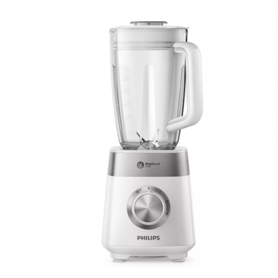Blender Electric Philips Cu Tehnologie Problend Crush, Motor De 800 W Si 3 Setari De Viteza, Capac Detasabil, Lavabil, Buton Rotativ, Vas 2 L, Culoare Alb