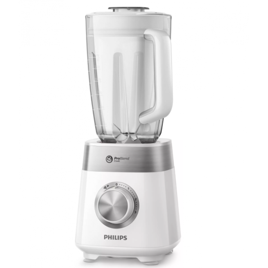 Blender Electric Philips Cu Tehnologie Problend Crush, Motor De 800 W Si 3 Setari De Viteza, Capac Detasabil, Lavabil, Buton Rotativ, Vas 2 L, Culoare Alb
