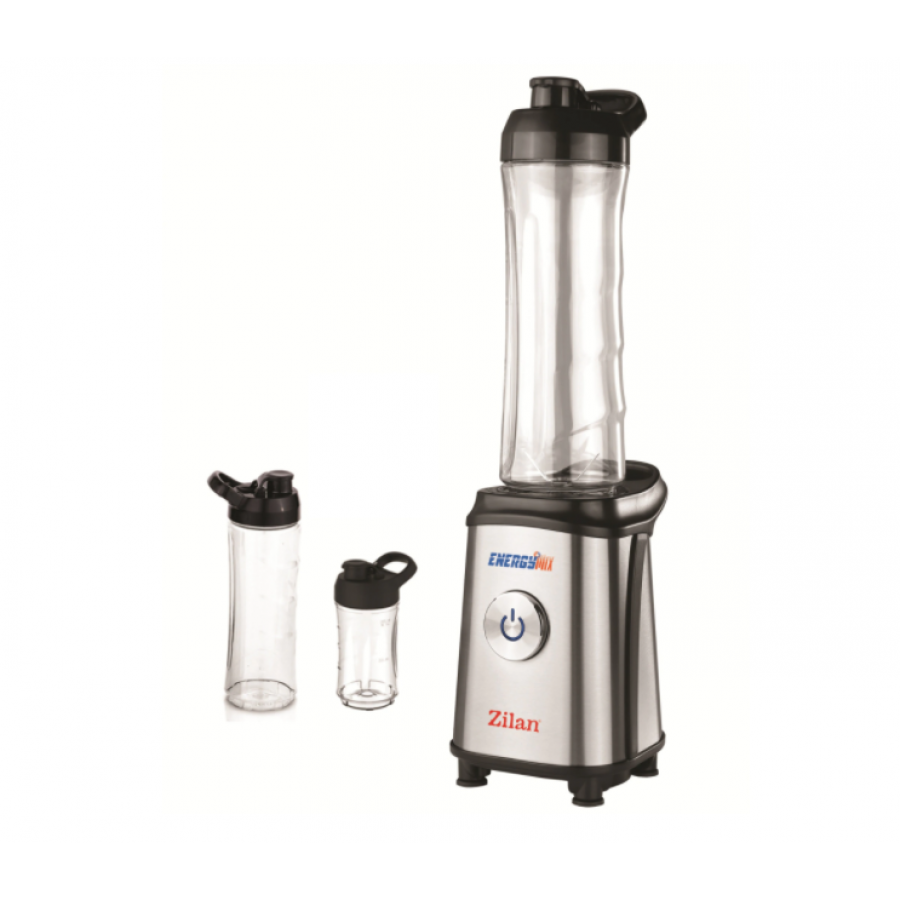 Blender Pentru Smoothie, Putere 350w, Inox, 3 Recipiente, Compact Si Ergonomic, Usor De Folosit Si Curatat, Argintiu
