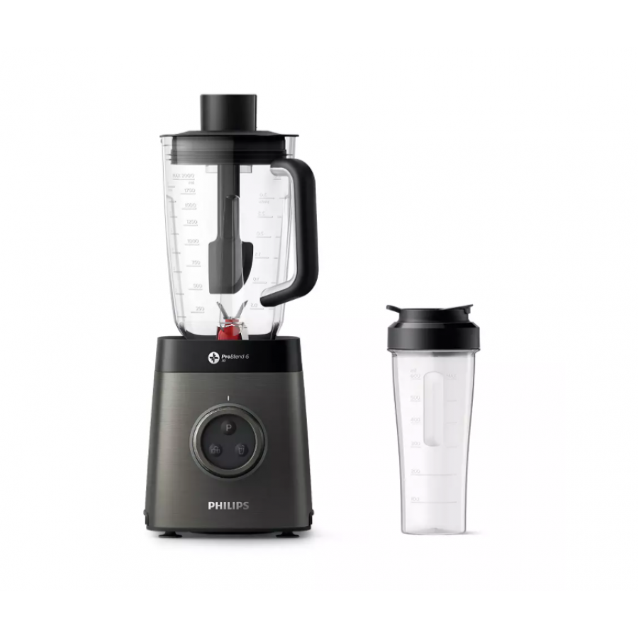 Blender Philips Avance Cu Putere 1400 W, Vas Din Tritan 2.2 L, Problend 6 3d, Recipient On-the-go, Afisaj Cu Led, Oprire Automata, Viteze Variabile, 35.000  Rpm, Negru