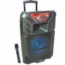 Boxa Activa Audio Rts Tip Troller , 1 Microfon Inclus , Marime Difuzor 15 Inch , Putere Rms 60 W , Conexiune Prin Bluetooth , Intrare Usb Si Interfata Sd Card , Led Display , Joc De Lumini Pe Woofere