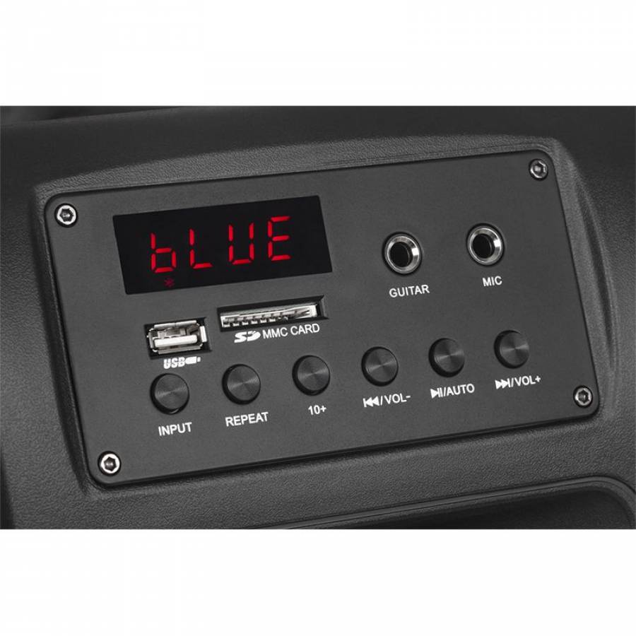 Boxa Audio Azusa Portabila , Conectivitate Prin Bluetooth , Frecventa 50 Hz - 20 Khz ,  Sensibilitate 93 +/- 3 Db ,  Port Usb, Radio Fm, Doua Microfoane Si Telecomanda, Negru