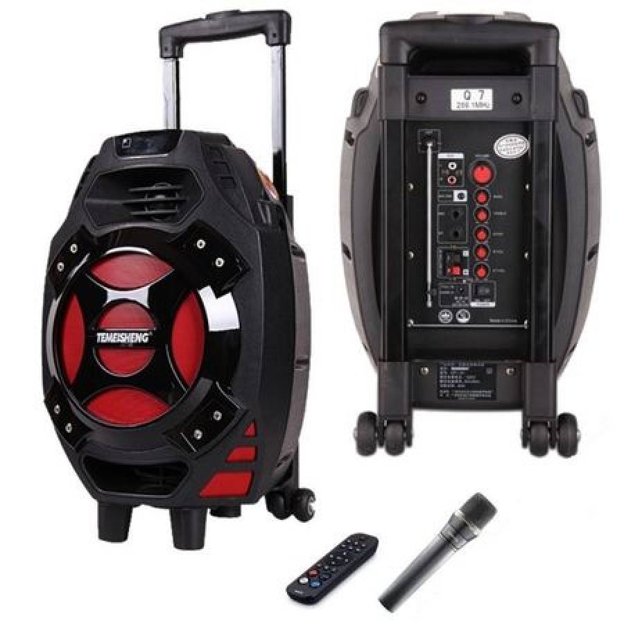 Boxa Audio, conectare Prin Functia Bluetooth, Port Usb, Card Sd, Microfon Wirelesss, Telecomanda Inclusa , Difuzor De 8 Inch , Volum Separat Pentru Microfon Si Chitara , Negru