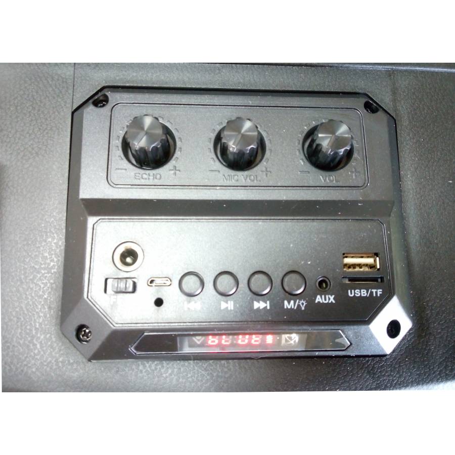 Boxa Audio Speaker Sound , Conectare Prin Bluetooth , Port Usb , Tf Card , Aux In , Troller Cu Roti , Difuzor De 8 Inch , Radio Fm , Display Led , Negru