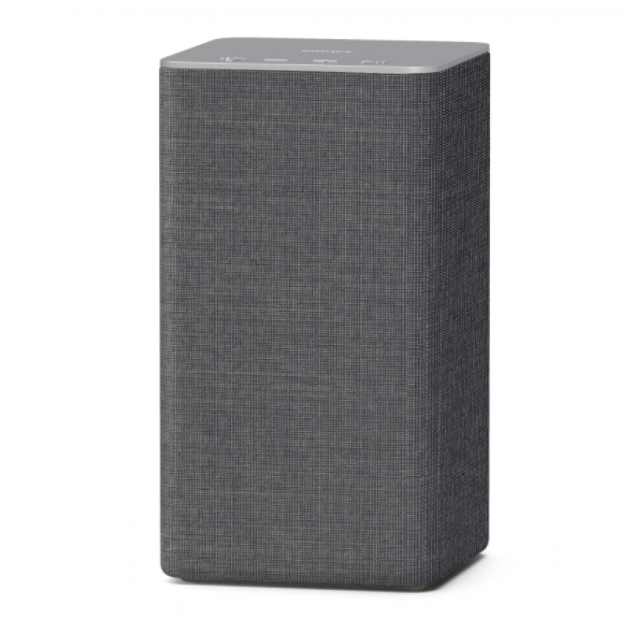 Boxa Philips Wireless Cu Asistenti Vocali, Led Multicolor Incorporat, 40%, Control Volum, Alexa Si Apple Airplay 2, Spotify Connect, 00 - 240 V 50 - 60 Hz, Gri