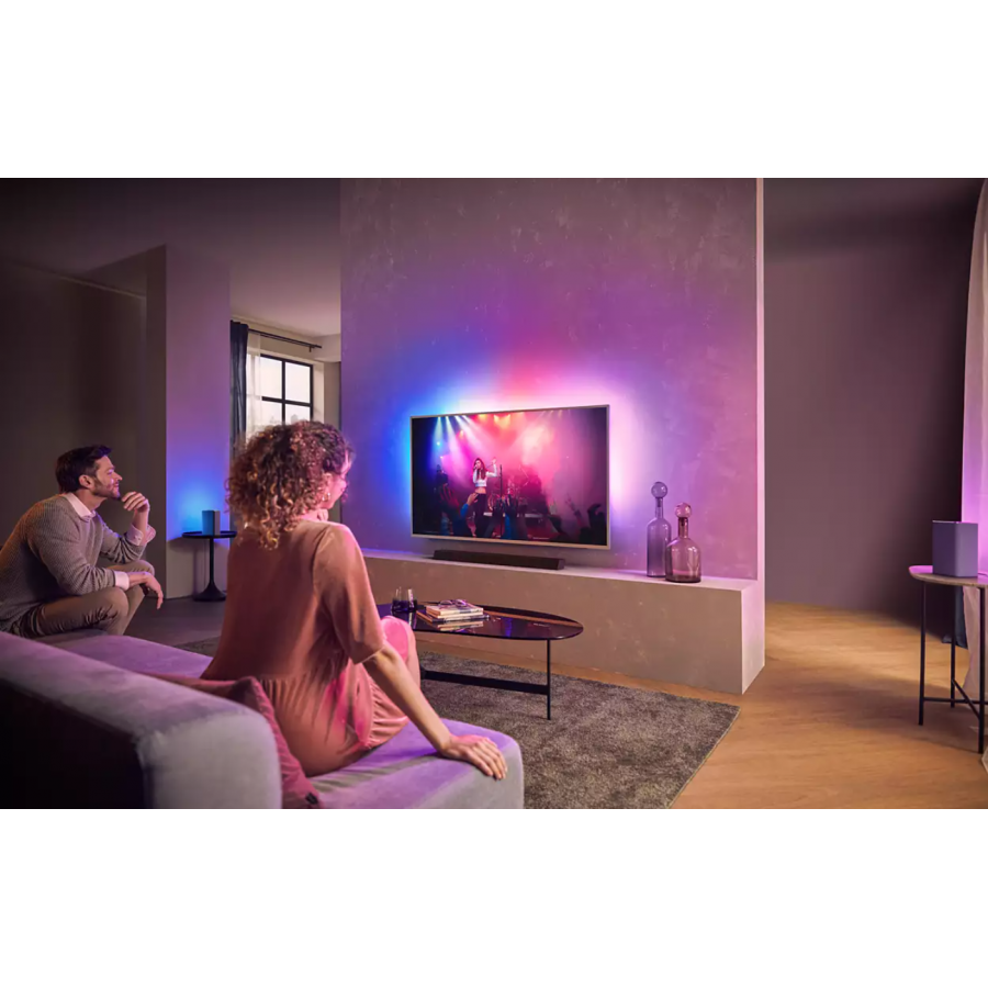 Boxa Philips Wireless Cu Asistenti Vocali, Led Multicolor Incorporat, 40%, Control Volum, Alexa Si Apple Airplay 2, Spotify Connect, 00 - 240 V 50 - 60 Hz, Gri