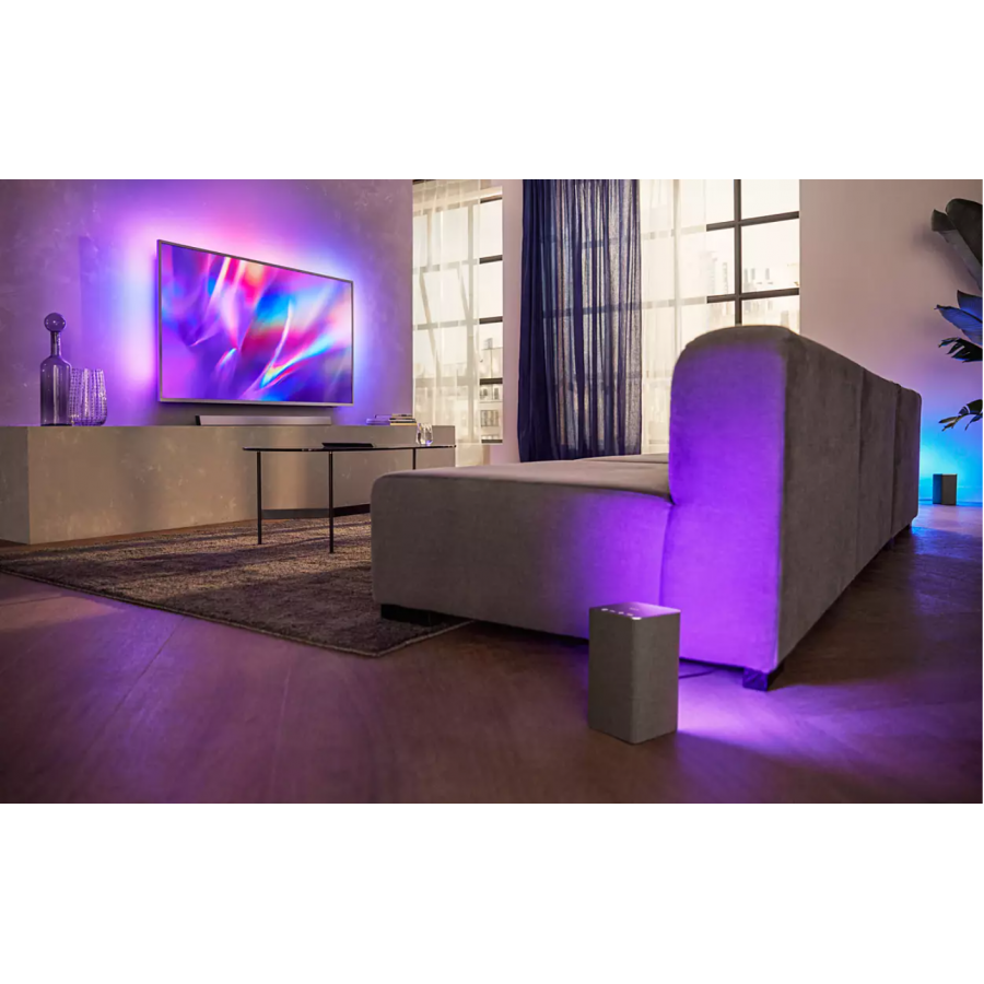 Boxa Philips Wireless Cu Asistenti Vocali, Led Multicolor Incorporat, 40%, Control Volum, Alexa Si Apple Airplay 2, Spotify Connect, 00 - 240 V 50 - 60 Hz, Gri